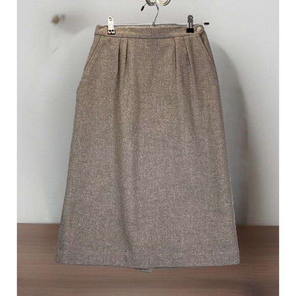 True Vintage‎ Talbott Women’s Skirt 8 Tan Brown Wool Tweed Union USA Classic - Picture 1 of 16